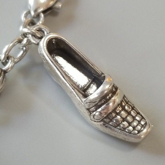 Brighton "SHOE LOVE" Detailed Silver Sandal, Slide, & Loafer 6-Charm Bracelet 👠 - Picture 8 of 16